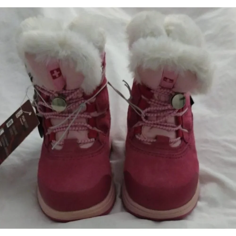 Swiss Tech Kids Winter Boots Size 6 Pink Fur Lined Waterproof